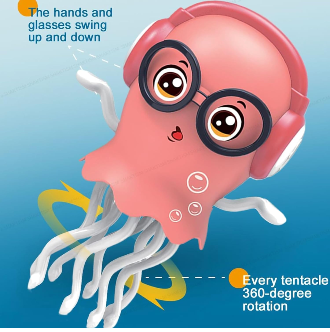 Dancing Jellyfish Toy, Light-up Musical Octopus with 360° Rotating Tentacles, Interactive Educational Kids Toy Dancing Jelly Fish - Random Colour